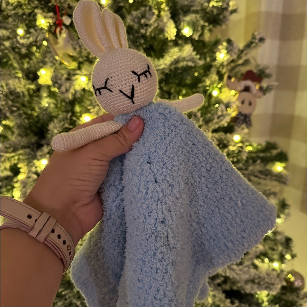 Handmade Bunny Lovey Blanket - Blue